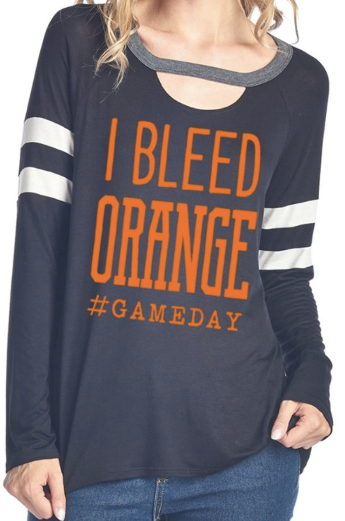 I Bleed Orange - Sporty Keyhole Gameday Shirt