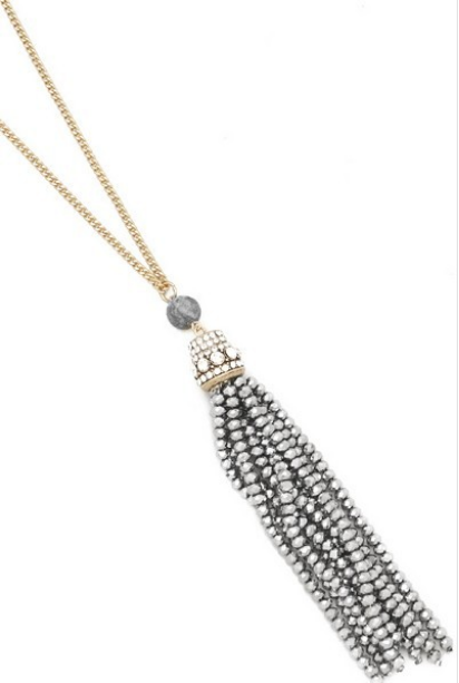 Gold & Silver Tassel Bead Necklace