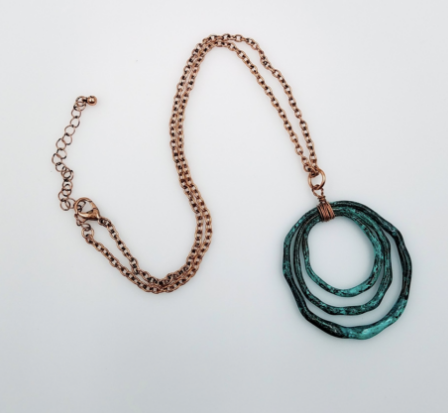Triple Loop Necklace - Patina & Gold