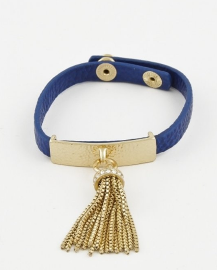 Blue & Gold Fringed Bracelet