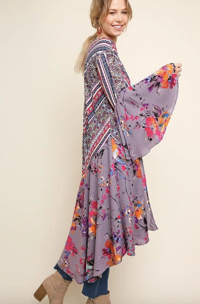 Kara Kimono in Lavender/Pink Combo