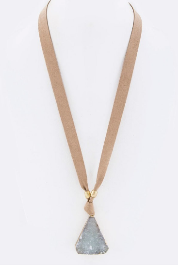 Triangle Druzy Pendant Necklace