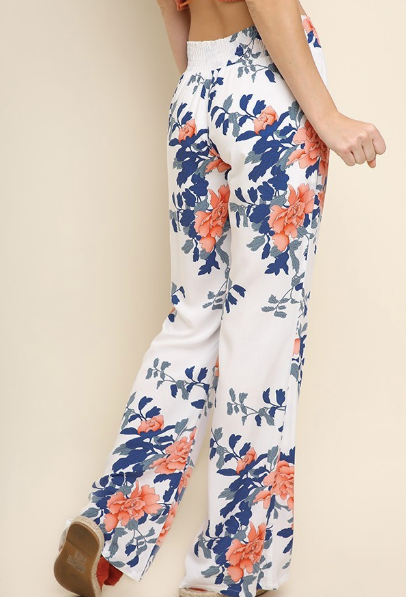 Floral Print Wide Leg Pants