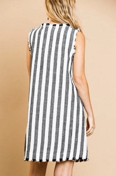 Linen Blend Stripe Dress