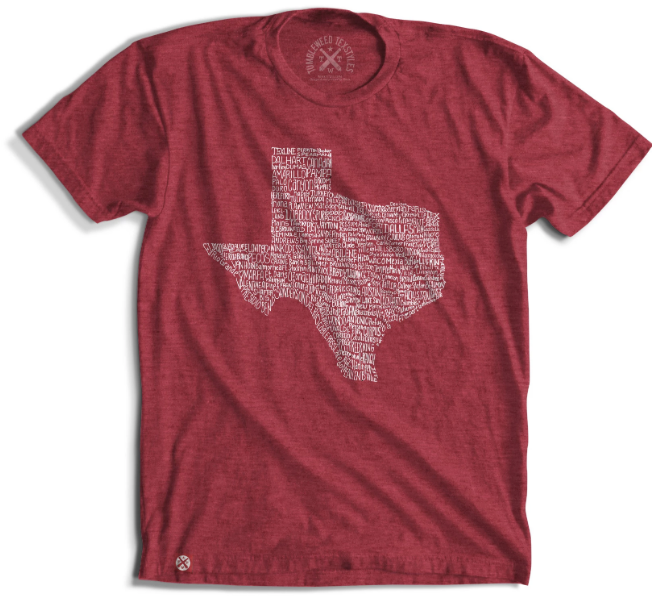 Texas Towns Tee - Red (Restocked!)