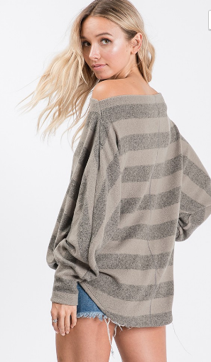 Mocha & Charcoal Stripe Sweater