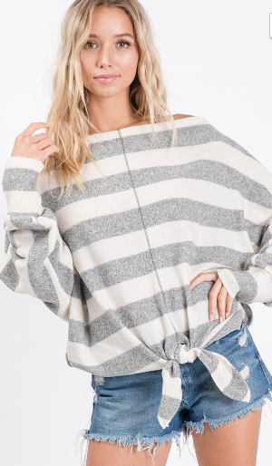 Ivory & Grey Stripe Sweater