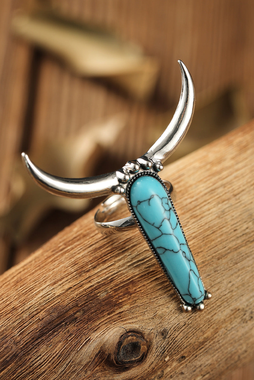 Silver Turquoise Horn Ring