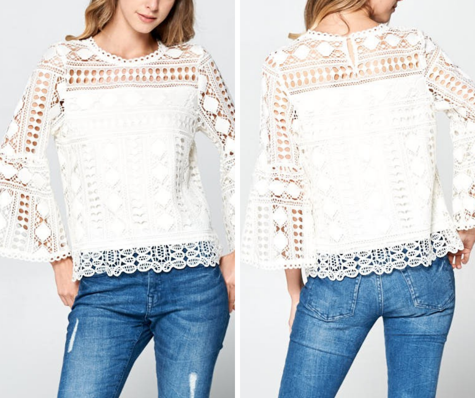 Lace Bell Sleeve Blouse