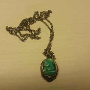 Necklace 4062 - Vintage 1970's Green Celtic Stones - Irish