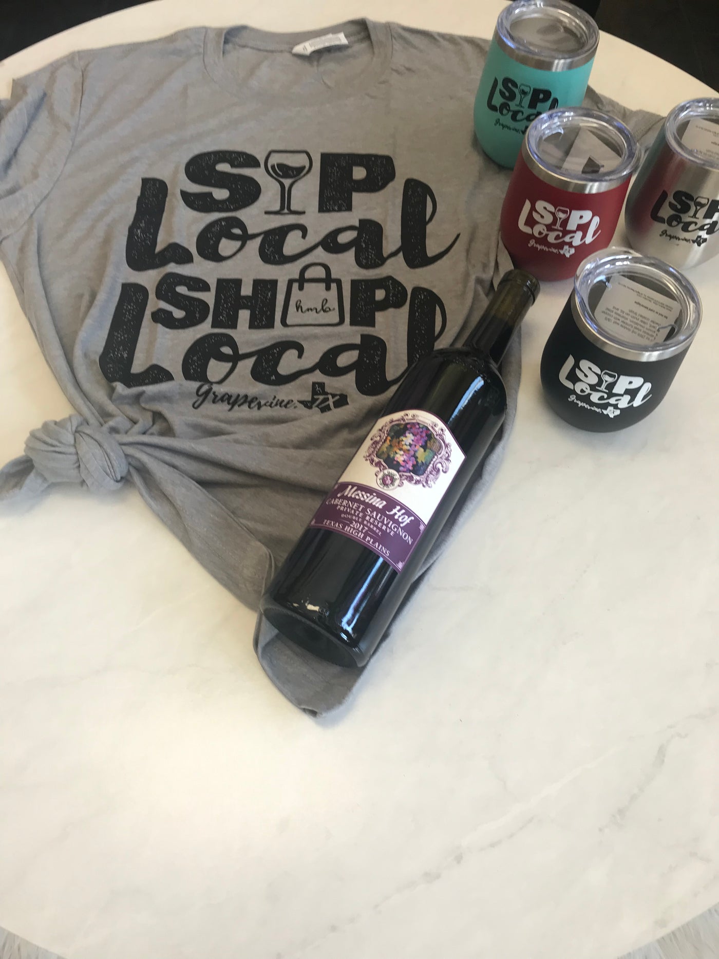Sip Local Tumbler & Sip Local Tee + FREE Messina Hoff Private Reserve Cab
