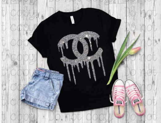 Dripping in Chanel V-Neck Tee - Black